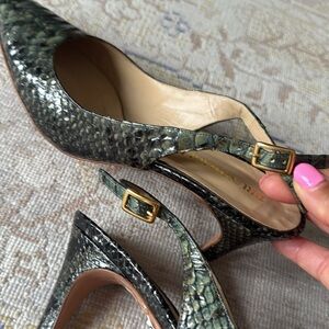 Bruno Magli Slingback Snakeskin Leather Shoes Size 40